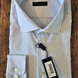 Men's long sleeve light blue BLU by Polifroni dress shirt.   size 18 1/2 L